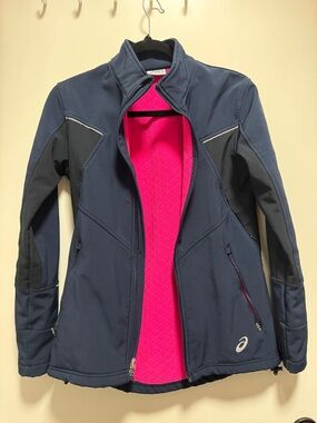 ASICS Navy Athletic Jacket with Pink Quilted Lining